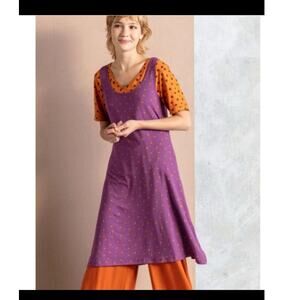 Gudrun Sjoden Tank Dress Pytte Sleeveless Lyocell Stretch Purple Polka Dot Sz M